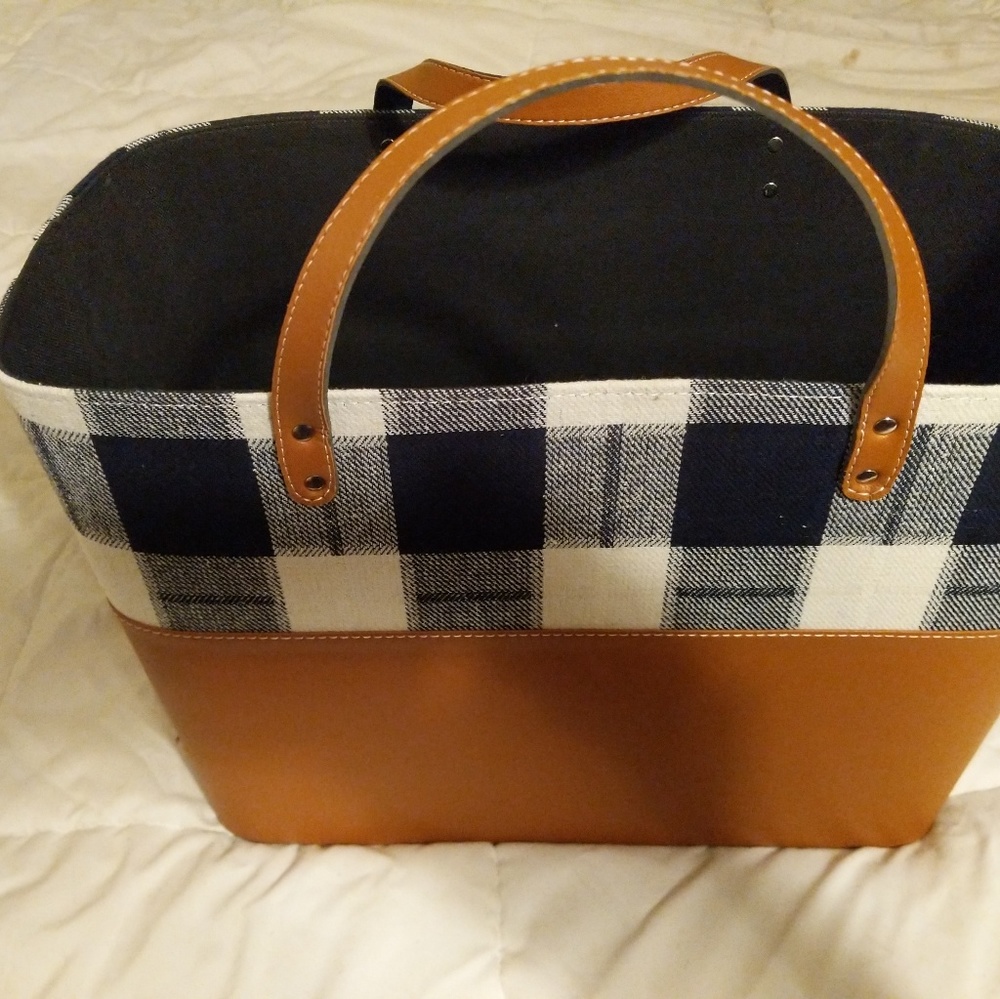 Leather look large open tote bag